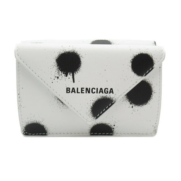 Balenciaga Handbags - Balenciaga Bi fold Wallet Tri Leather White Black Wallet